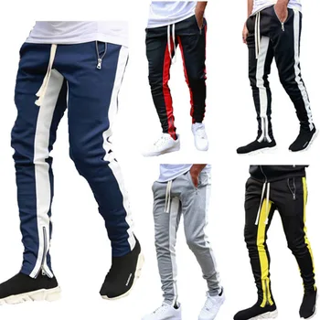 Мужской топ High Street, новые длинные брюки на молнии, весенне-осенние длинные брюки, повседневные спортивные штаны для бега для мужчин