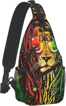 Нагрудная сумка для мужчин и женщин Cool Reggae Flag Lion Sling Плечевой рюкзак большой емкости через плечо с регулируемым плечевым ремнем
