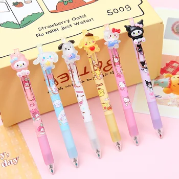 Новая ручка-накладка из смолы Sanrio, цветной металлический зажим для девочки-подростка, Нейтральная ручка, Милые студенческие канцелярские принадлежности