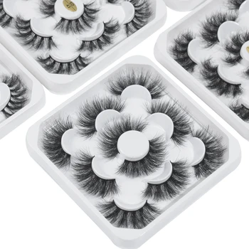 Новые 5 пар 35-миллиметровых натуральных 3D накладных ресниц для макияжа, имитирующих норковые ресницы, грязные и пушистые цветущие ресницы