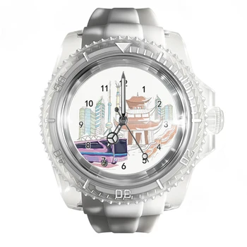 Новые модные прозрачные силиконовые белые часы, архитектурные простые часы, мужские и женские кварцевые спортивные наручные часы