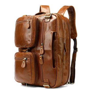 Новый дизайн Mulifunction ноутбук рюкзак мужчины натуральная кожа школьная сумка для подростков путешествия рюкзак человек рюкзаке мужской