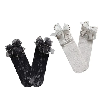 Носки для маленьких принцесс, носки средней длины, носки с бантиком для маленьких девочек, прочные