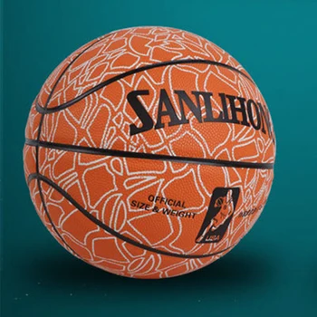 Обычный размер 7 Размер 5 Баскетбол для взрослых подростков Светоотражающий мяч в помещении и на открытом воздухе Прочный тренировочный матч с мячом Ночная игра Бакетбол