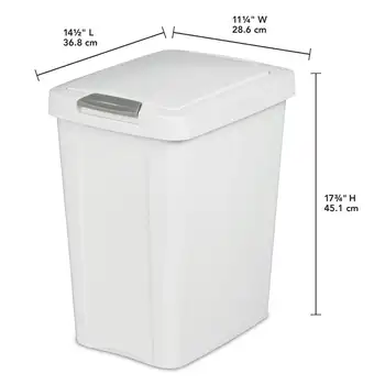 Офисные мусорные баки с сенсорным верхом из белого пластика в 4 упаковки - прочные и надежные галлоновые мусорные баки для домашнего и делового использования.