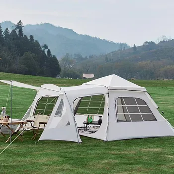 Палатка для кемпинга на открытом воздухе с навесом, автоматическая быстрораскрывающаяся палатка, Переносная непромокаемая солнцезащитная палатка для пикника, пеших прогулок, самостоятельных путешествий