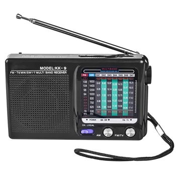 Портативное радио AM / FM / SW с управлением для внутреннего, наружного и аварийного использования, радио с динамиком и наушниками, черный