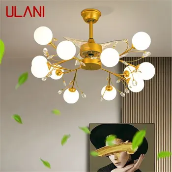 Потолочный вентилятор ULANI Nordic Branch с подсветкой и дистанционным управлением, современный светодиодный вентилятор-лампа для домашней столовой