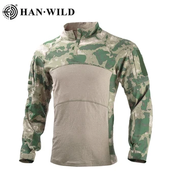 Походная боевая рубашка, Тактические рубашки, мужская одежда, эластичный военный армейский камуфляж, топы с длинными рукавами, Мультикамерная одежда для охоты и кемпинга