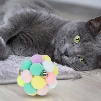 Привлекательная плюшевая игрушка для кошек Plushie Cat, облегчающая скуку, Дразнящая, Царапающая, Привлекательно звучащая Плюшевая игрушка для кошек, Очаровательные шарики-колокольчики для кошек