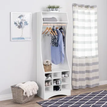 Прихожая, современный компактный шкаф для одежды с местом для хранения обуви, белая мебель для спальни