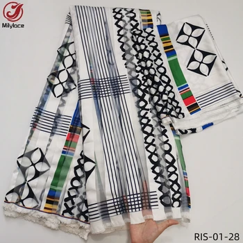 Различные стили африканской ленты из ткани органза 3 ярда + 2 ярда атласа для 1 комплекта RIS-01-28