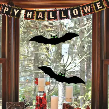 Светящиеся украшения летучей мыши Жуткий декор летучей мыши на Хэллоуин, летающая деревянная летучая мышь со светящимися глазами, вывеска во дворе для вечеринки на открытом воздухе, Главная сцена