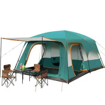 Семейная большая палатка для кемпинга на открытом воздухе, ветрозащитная, теплая, с защитой от ультрафиолета, от комаров, Семейная, Туристическая прогулка
