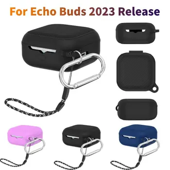 Силиконовый защищенный от царапин футляр для наушников Echo Buds 2023 года выпуска, чехол для зарядки Bluetooth-гарнитуры, чехол с металлическим крючком для шнурка