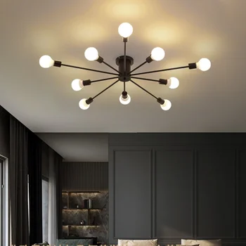 Современная люстра, промышленный 6-ламповый черный потолочный светильник, регулируемое по высоте освещение для кухонного островка, столовой в спальне