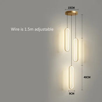 Современные подвесные светильники, три кольца, светодиодная люстра мощностью 54 Вт для гостиной, отделка черным золотом
