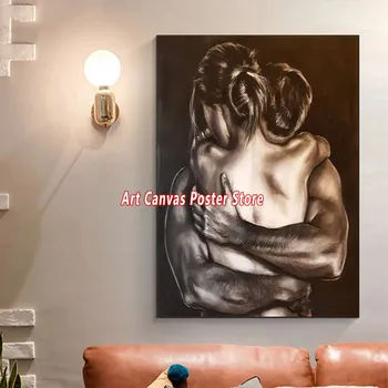 Современный абстрактный портрет Секс-поцелуя пары, картина на холсте, плакат, настенные художественные картины для гостиной, домашний декор, подарок Куадроса