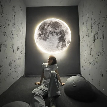 Современный светодиодный настенный светильник Moon для внутреннего освещения спальни, гостиной, украшения дома, светильники для украшения люстр, ламп
