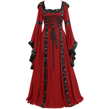 Средневековое платье длиной до пола, ретро-платье, новые модные женские винтажные готические кельтские платья с длинными рукавами