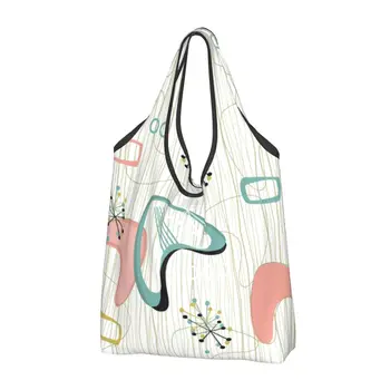 Сумка для покупок в стиле ретро эпохи Эймса, вдохновленная Atomic, Женская сумка-тоут, портативные абстрактные геометрические сумки для покупок в продуктовых магазинах середины века