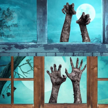 Съемные наклейки на стену с 3D-изображением руки призрака на Хэллоуин, украшение для вечеринки в честь Хэллоуина, домашний бар, Дом с привидениями, наклейки на окна туалета