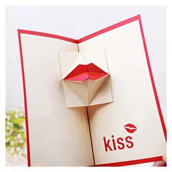 Сюрприз 3D Поцелуй Всплывающая Поздравительная Открытка С Благодарственными Поцелуями Валентина Приглашение на День Матери Юбилей Подарок На День Рождения