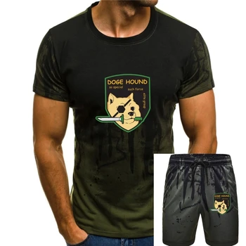 Тренировочные футболки Doge Hound Metal Gear Solid для мужчин, сшитые на заказ Черные футболки с коротким рукавом и круглым вырезом