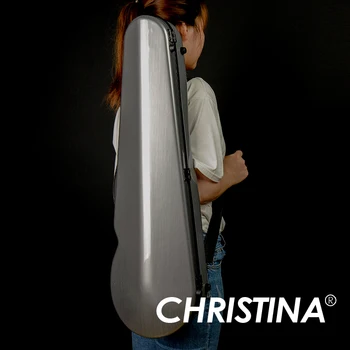 Треугольный Серебристо-Серый Футляр для скрипки CHRISTINA, Двойные Плечевые ремни, Бесплатная Доставка, Водонепроницаемое Стекло Из Углеродного Волокна (VB14)