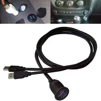 Удлинительный кабель USB от мужчины к USB-женщине, крепление для автомобиля, два USB-порта, удлинитель для скрытого монтажа для грузовика мотоцикла