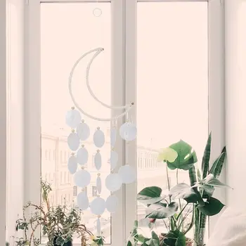 Украшение балкона Moon Shell Ocean Домашний декор ручной работы, Подвесная раковина для окна, Колокольчик для ветра, деревянные поделки, орнамент из ракушек