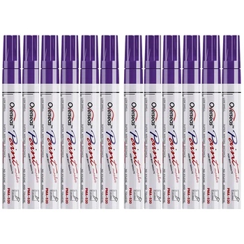 Фиолетовые фломастеры, ручки 12 шт, Перманентная краска на масляной основе, средний кончик, быстросохнущий и водонепроницаемый маркер для холста, стекла