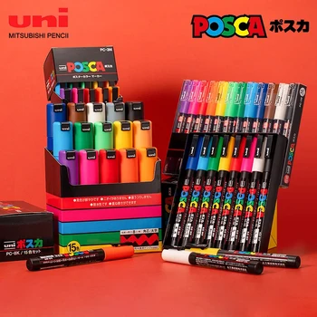 Фломастер Uni Posca PC-3M Акриловый перманентный маркер Marcadores Ручка для рисования граффити для камня, металла, кожи, керамики, стекла, пластика