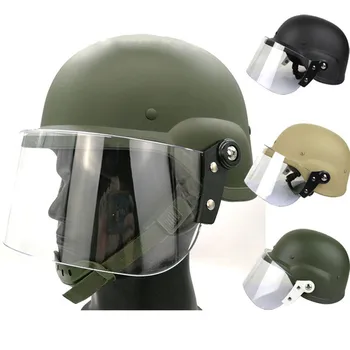 Шлем для борьбы с беспорядками, военный вентилятор, Тактическая защита, самооборона, прозрачный защитный шлем для лица, ветрозащитный защитный шлем
