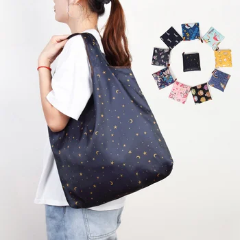 Экологичная складная хозяйственная сумка многоразового использования, портативная сумка через плечо для путешествий, модная карманная сумка-тоут