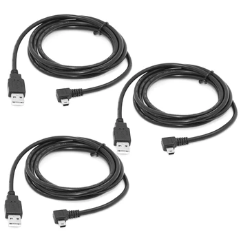 3X1,8 м Mini USB B Type 5Pin Штекер под углом 90 градусов влево к USB 2.0 штекерный кабель для передачи данных Черного цвета