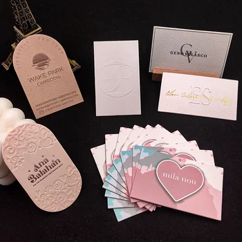 Визитная карточка на заказ, именная карточка, двусторонняя специальная бумага, карточка с золотым тиснением, тисненый логотип, карточка с описанием