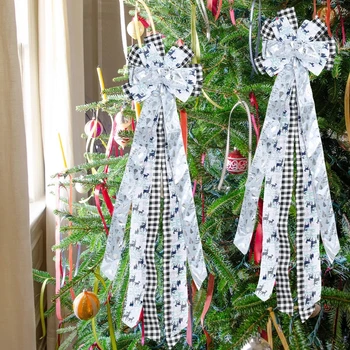 Лента с бантом Рождественская елка Веселые Рождественские украшения для дома 2023 Navidad Рождественские украшения Рождественский подарок Новый год 2024 Декор