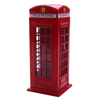 Металлическая Красная Британская Английская Лондонская телефонная будка Банк Банк монет Копилка Красная Телефонная будка Коробка 140x60x60 мм
