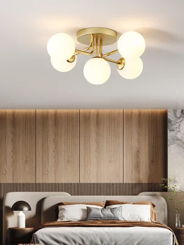 Современный стеклянный светодиодный потолочный светильник с гофрированным абажуром золотого цвета для спальни, гостиной, внутреннего освещения, Круглого светильника для гардеробной комнаты