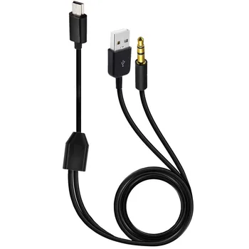 Черный USB2.0 Разъем A для Mini B + 3,5 мм аудио AUX адаптер Кабель для зарядного устройства Шнур 1 м