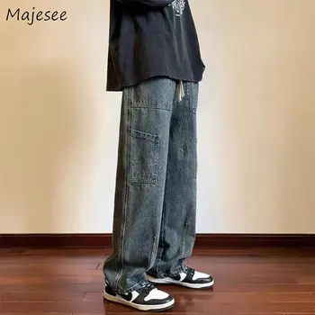Широкие джинсы Мужские, Мешковатые Джинсовые Брюки в стиле Хип-хоп, Американская Уличная Одежда, Потертый Красивый Y2k, Одежда Vaqueros Джинсы Универсальные